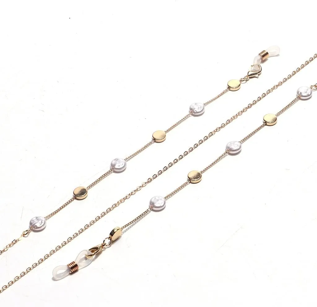 Round Pearl Gold Glasses Chain Necklace Sunglasses Anti-lost Anti-drop Glasses Rope Eye Lanyard
