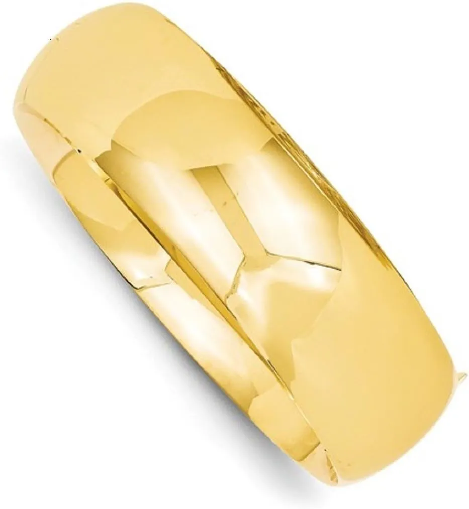 Roxx Fine Jewelry 13/16" Oversized 7" Hinged Bangle Bracelet 14K Yellow Gold Half Round FE13/16O
