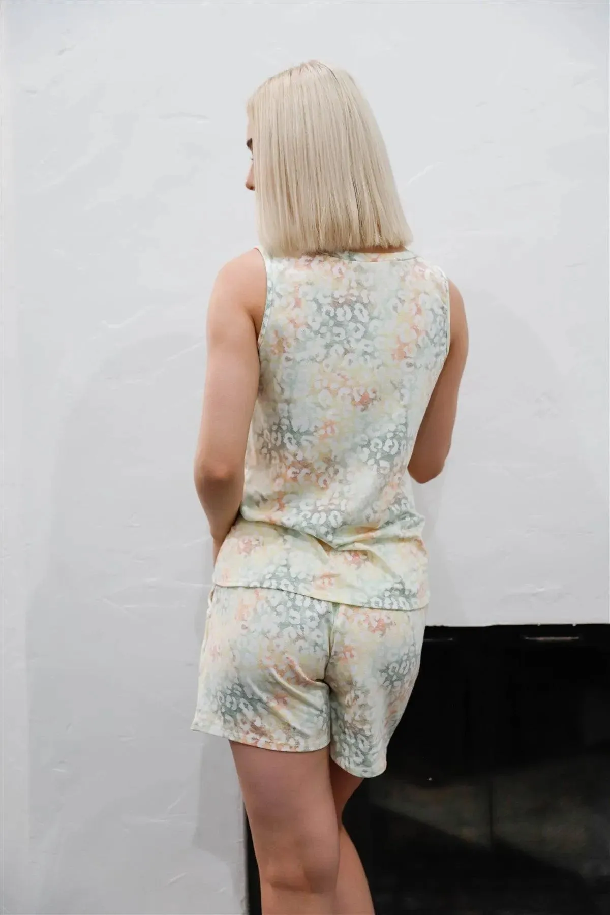 Sage Leopard Print Tank Top & Shorts Set /1-1-1