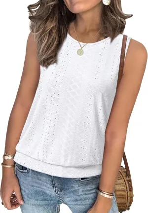 SAMPEEL Womens Tank Tops Loose Fit Casual Round Neck Sleeveless Summer Tops Trendy Vacation Clothes 2025