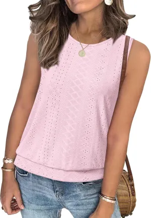 SAMPEEL Womens Tank Tops Loose Fit Casual Round Neck Sleeveless Summer Tops Trendy Vacation Clothes 2025