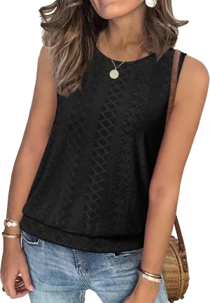 SAMPEEL Womens Tank Tops Loose Fit Casual Round Neck Sleeveless Summer Tops Trendy Vacation Clothes 2025