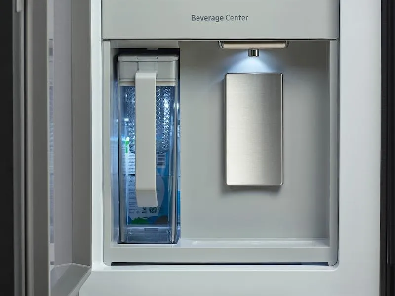 Samsung RF23DB990012 Bespoke Counter Depth 4-Door Flex™ Refrigerator (23 cu. ft.) with AI Family Hub™  and AI Vision Inside™ in White Glass