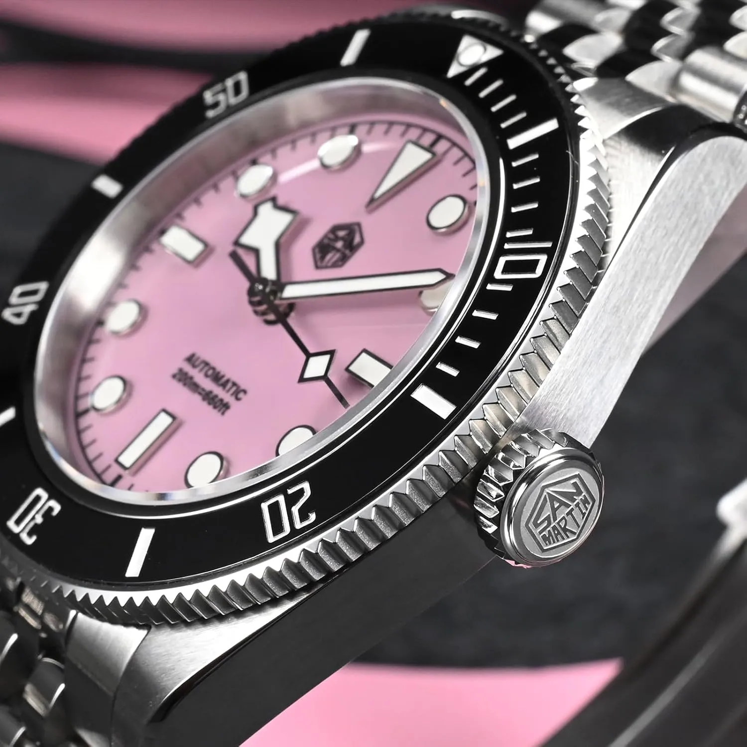 San Martin SN0128 BB58 Automatic Watch 40mm Sapphire Crystal Dive Watches for Men 316L Stainless Steel 200M Water Resistant