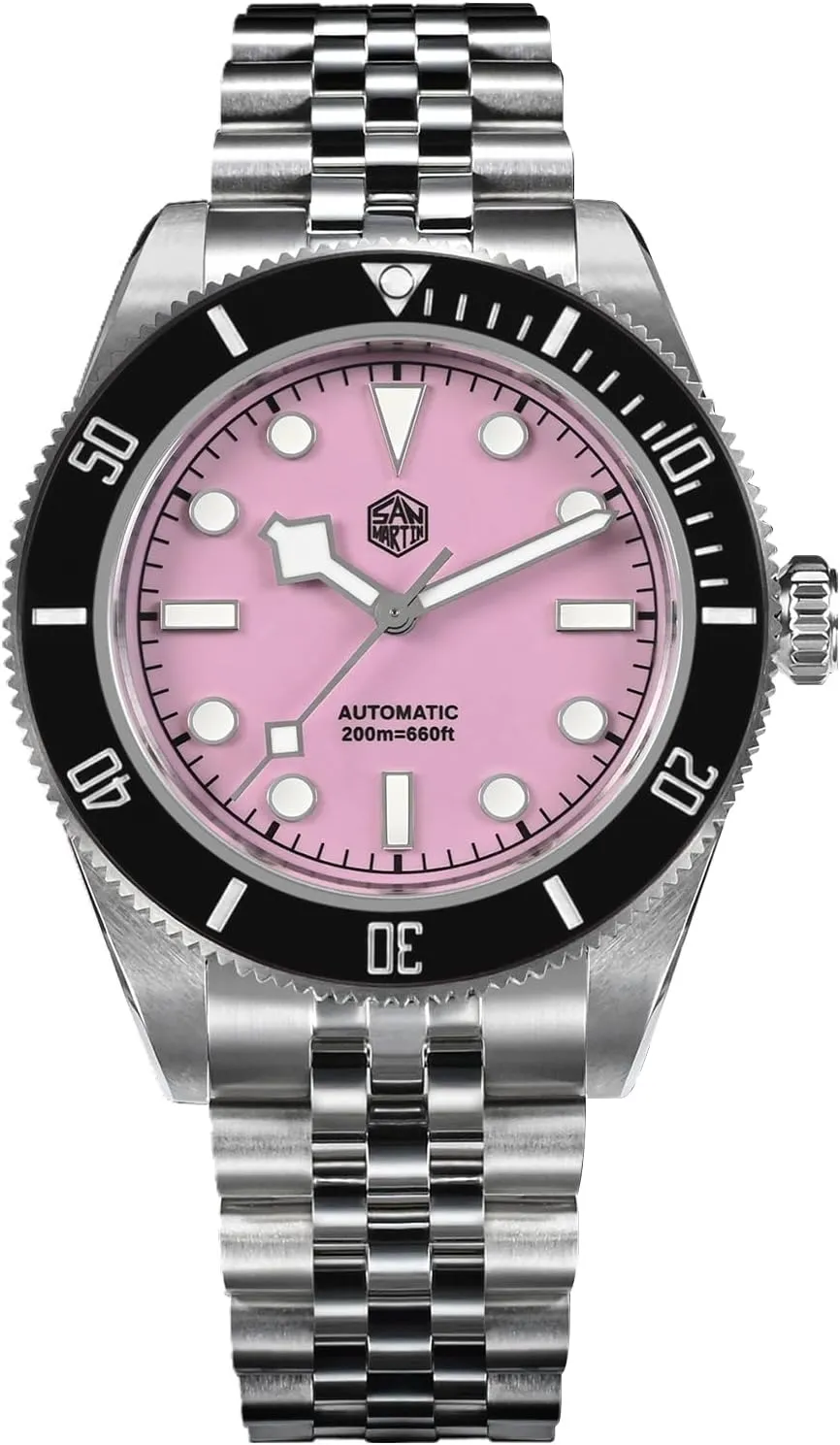 San Martin SN0128 BB58 Automatic Watch 40mm Sapphire Crystal Dive Watches for Men 316L Stainless Steel 200M Water Resistant