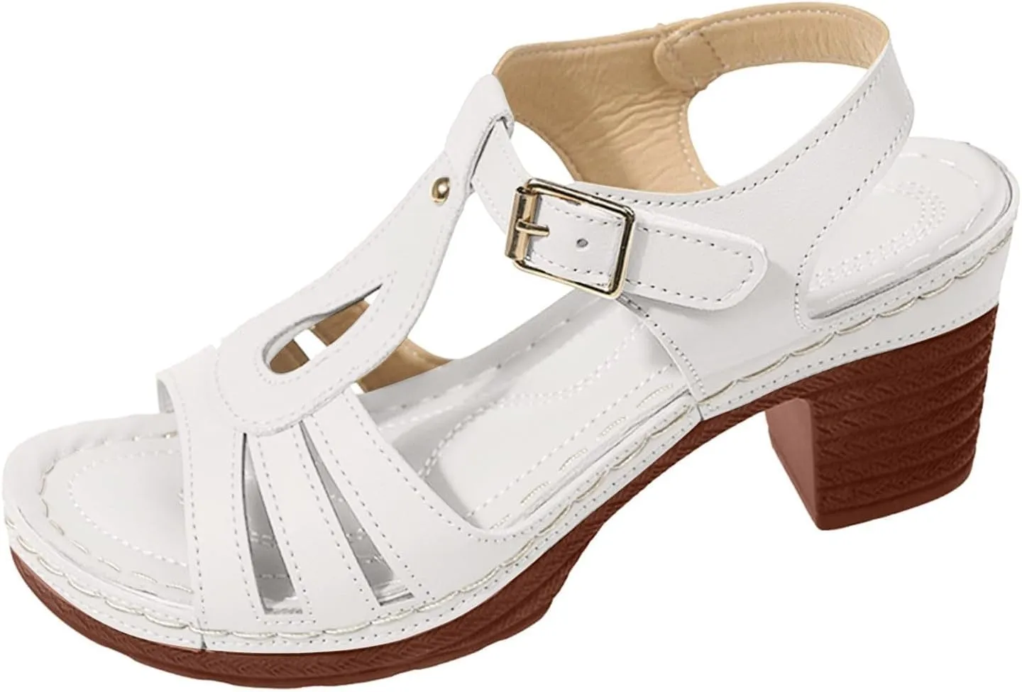 Sandals for Women 2025 Dressy Summer Wedge Slides Sandals Arch Support Breathable Hollow Out Walking Shoes Buckle Ankle Strap Adjustable Slip On Outdoor Shoes