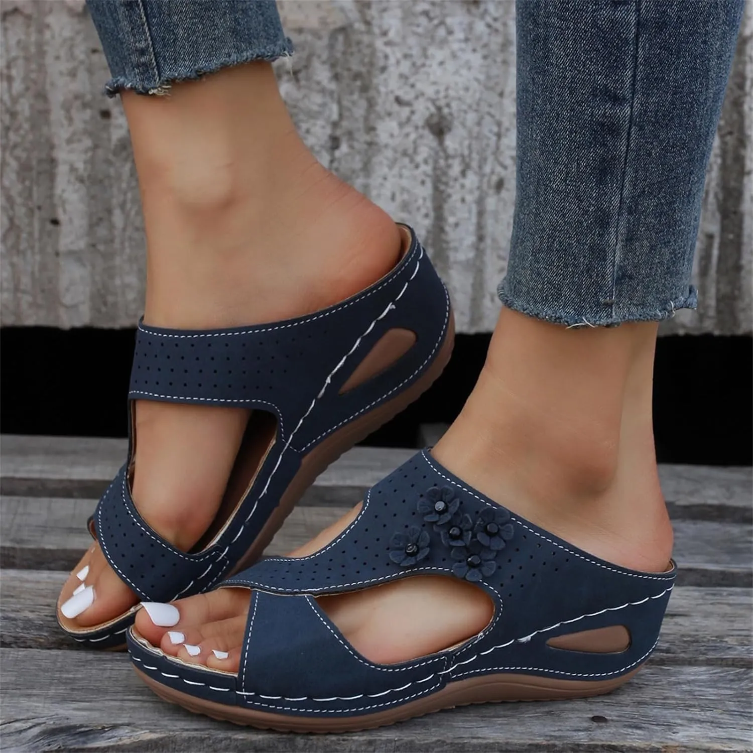 Sandals Women Comfortable Dressy Wedge Orthopedic Slippers Arch Support Flip Flops Soft Summer Beach Orthotic Slides 2024