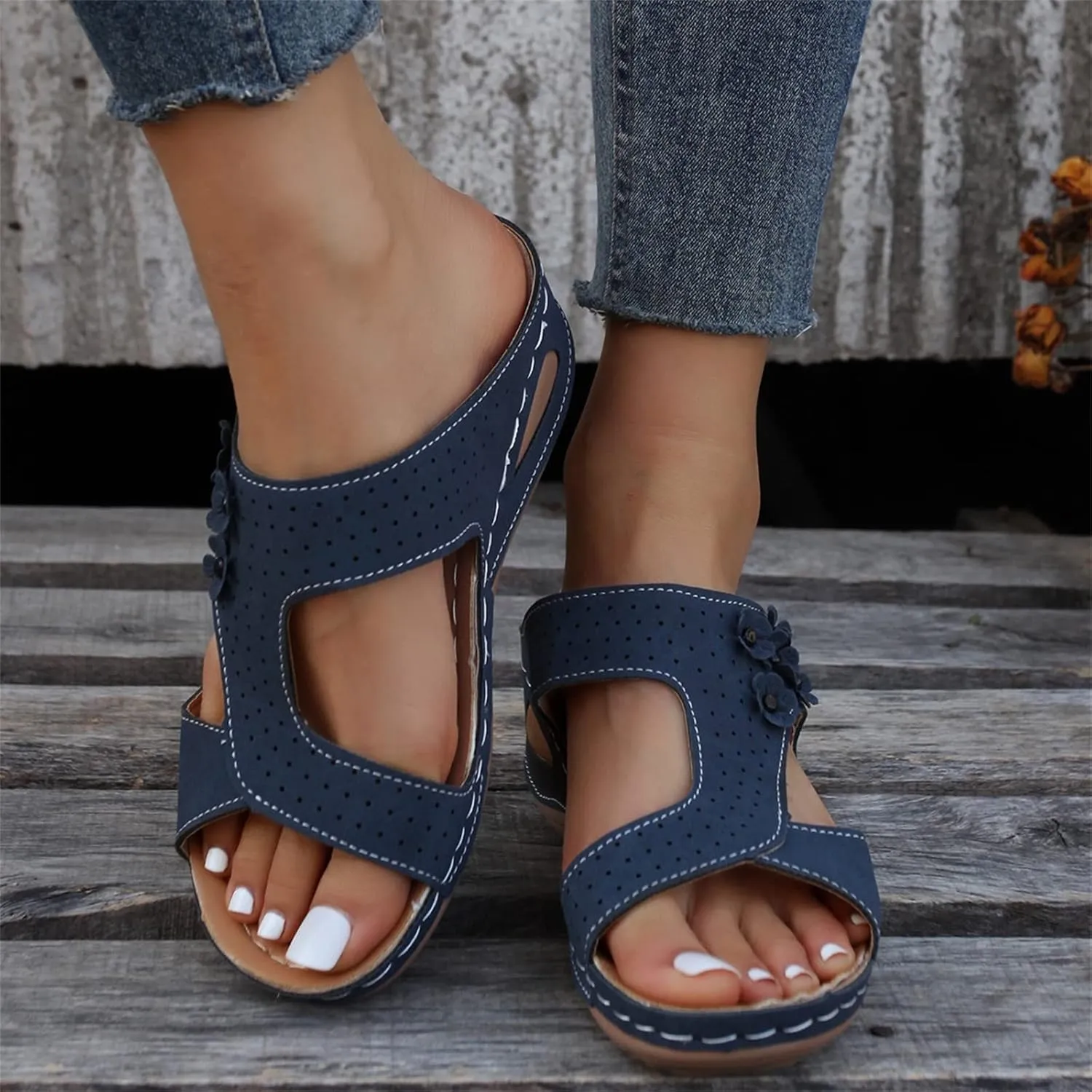 Sandals Women Comfortable Dressy Wedge Orthopedic Slippers Arch Support Flip Flops Soft Summer Beach Orthotic Slides 2024
