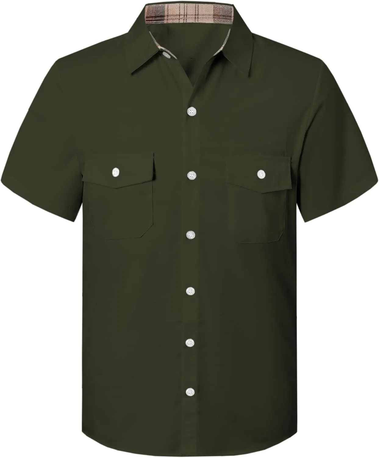 SANGTREE Mens and Boys Casual Short Sleeve Button Down Shirts with Two Pockets, US 12 Months - Adult 2XL