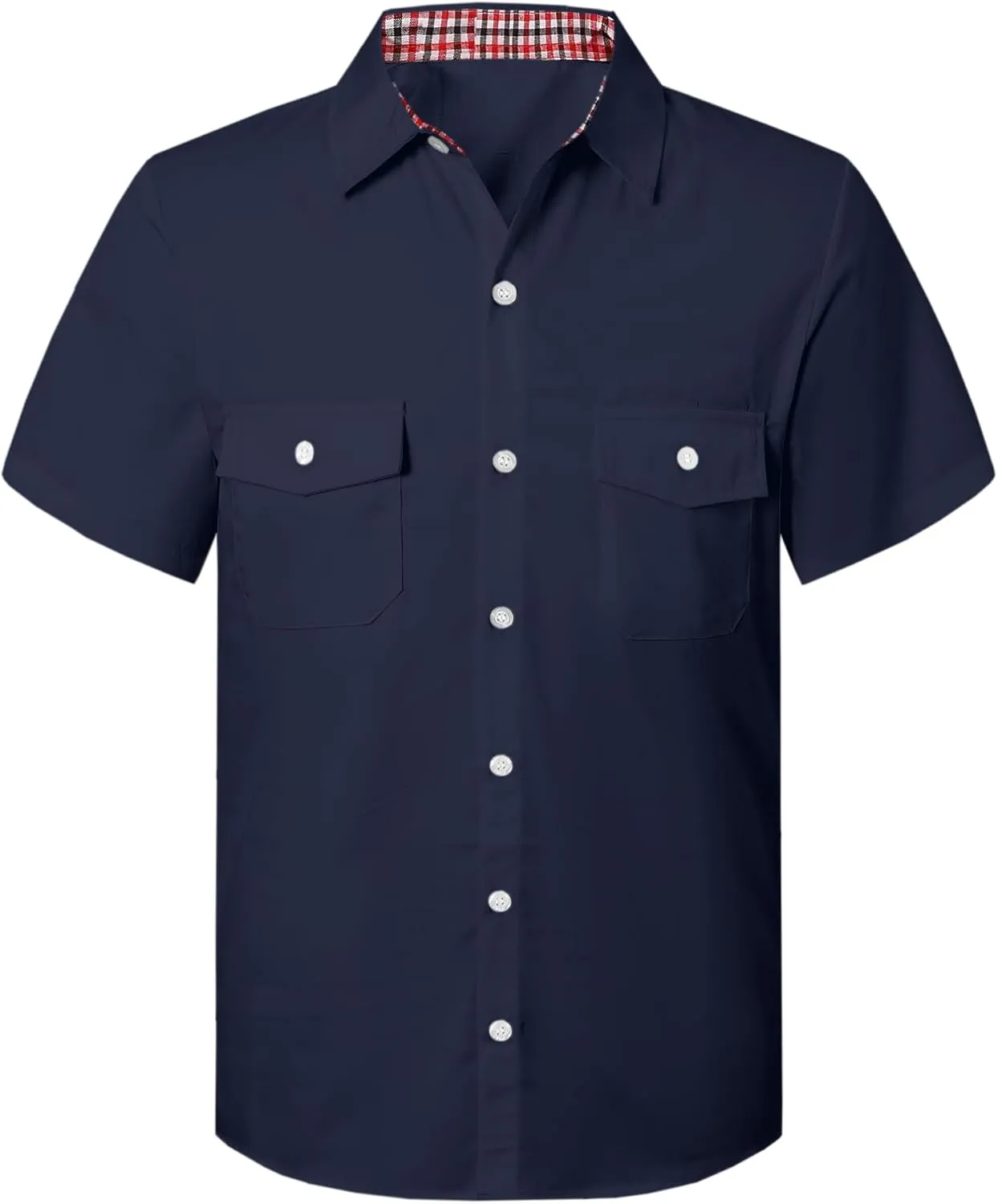 SANGTREE Mens and Boys Casual Short Sleeve Button Down Shirts with Two Pockets, US 12 Months - Adult 2XL