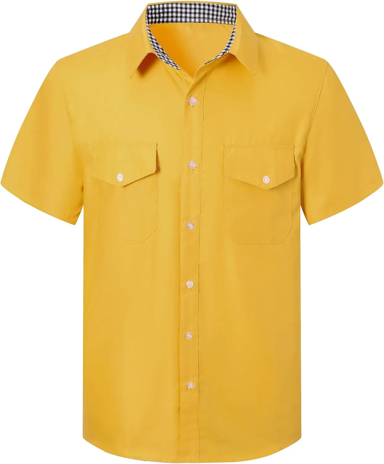 SANGTREE Mens and Boys Casual Short Sleeve Button Down Shirts with Two Pockets, US 12 Months - Adult 2XL