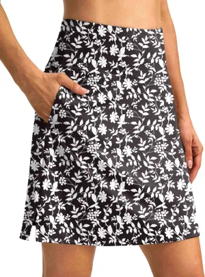 SANTINY 18" Skorts for Women 3 Pockets High Waist Long Athletic Tennis Skirt Golf Skort for Casual Summer Travel