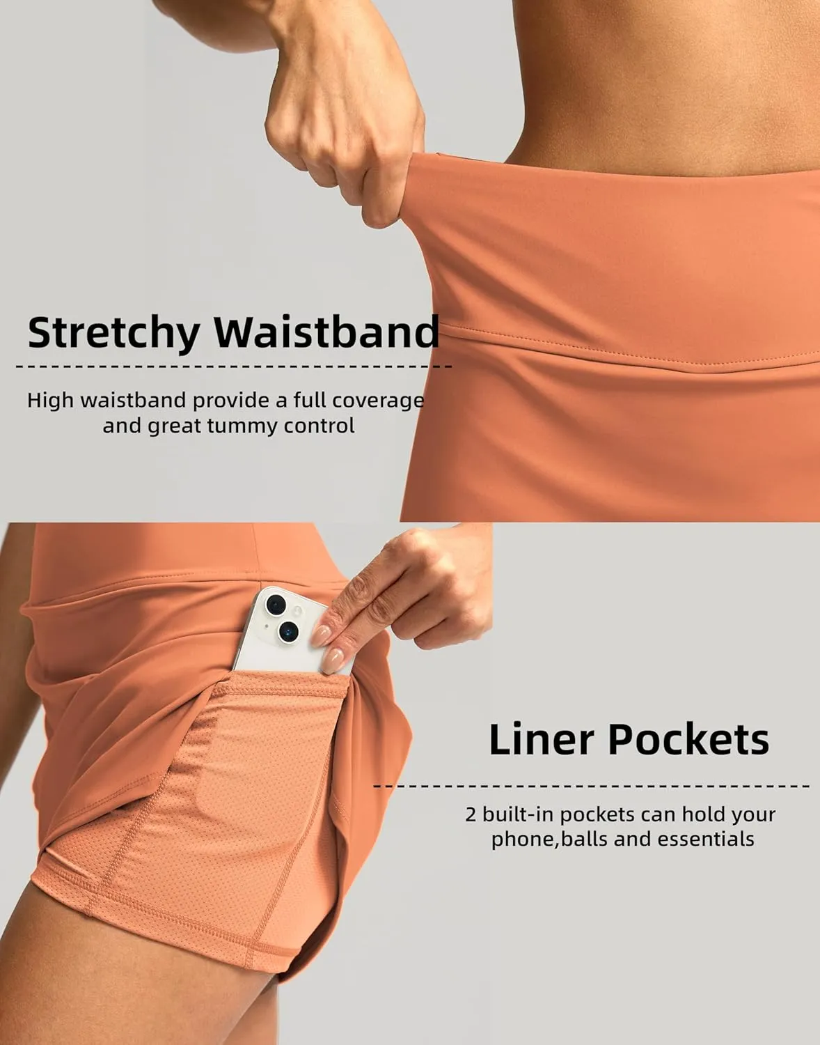 SANTINY Women's Golf Skirts Skorts High Waisted Tennis Skirt Athletic Workout Casual Skorts for Woman with Short Pockets