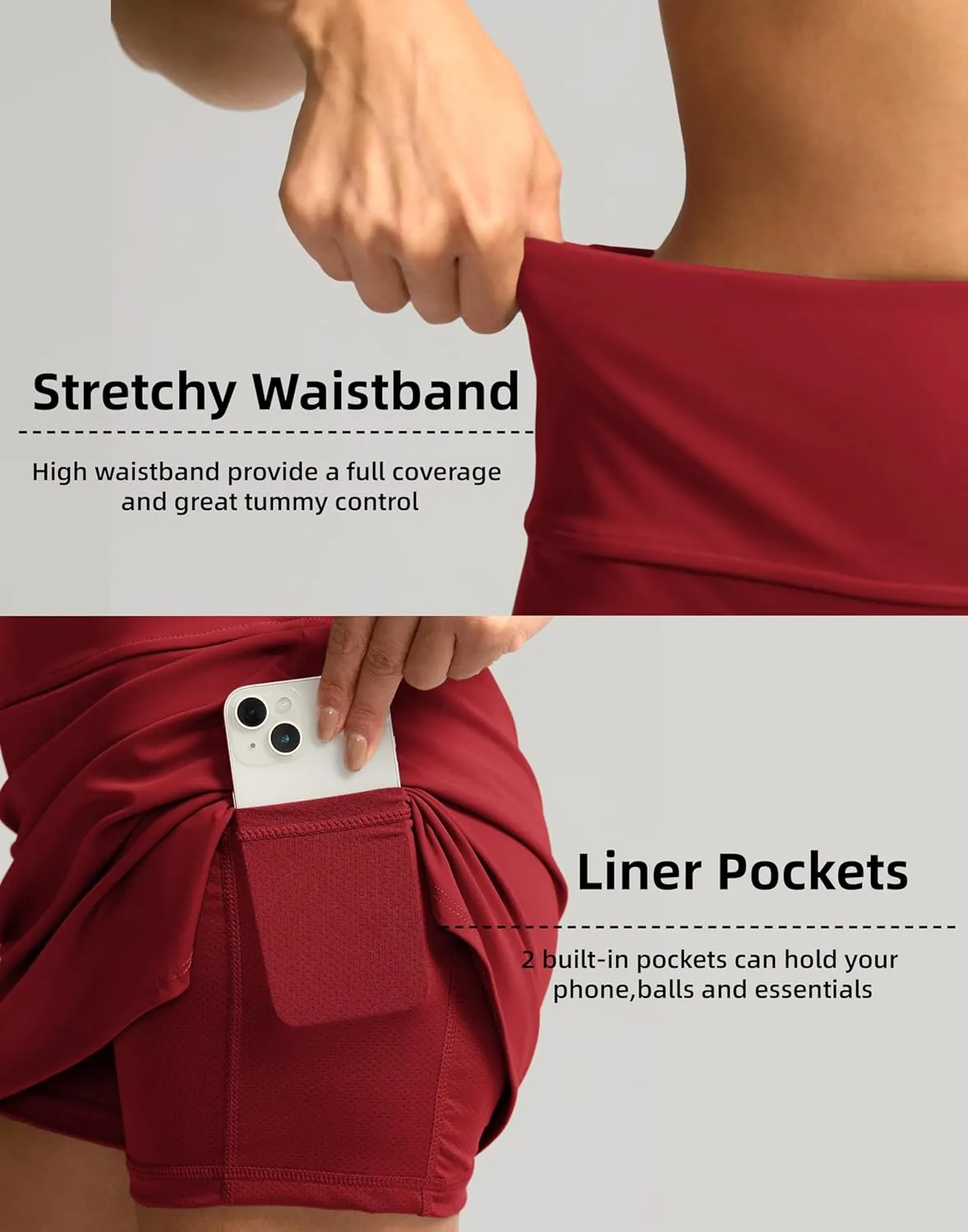 SANTINY Women's Golf Skirts Skorts High Waisted Tennis Skirt Athletic Workout Casual Skorts for Woman with Short Pockets