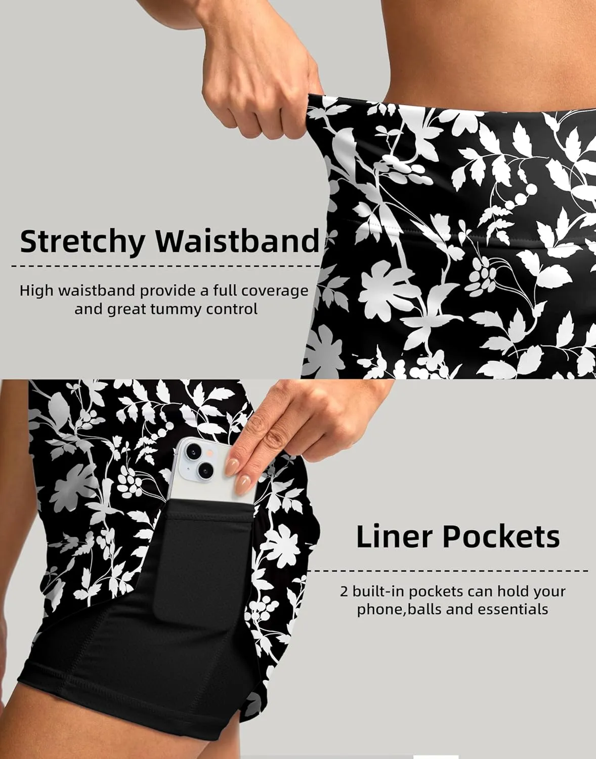 SANTINY Women's Golf Skirts Skorts High Waisted Tennis Skirt Athletic Workout Casual Skorts for Woman with Short Pockets