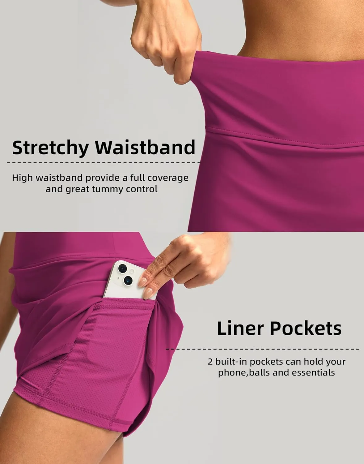SANTINY Women's Golf Skirts Skorts High Waisted Tennis Skirt Athletic Workout Casual Skorts for Woman with Short Pockets