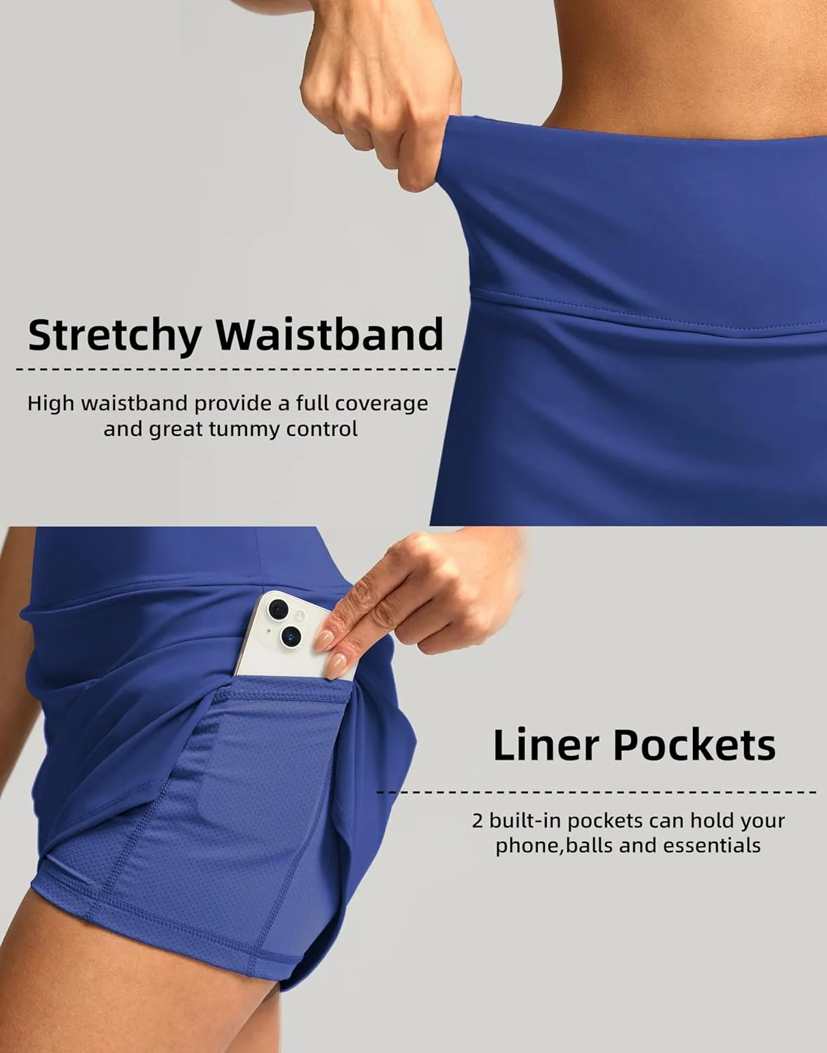 SANTINY Women's Golf Skirts Skorts High Waisted Tennis Skirt Athletic Workout Casual Skorts for Woman with Short Pockets