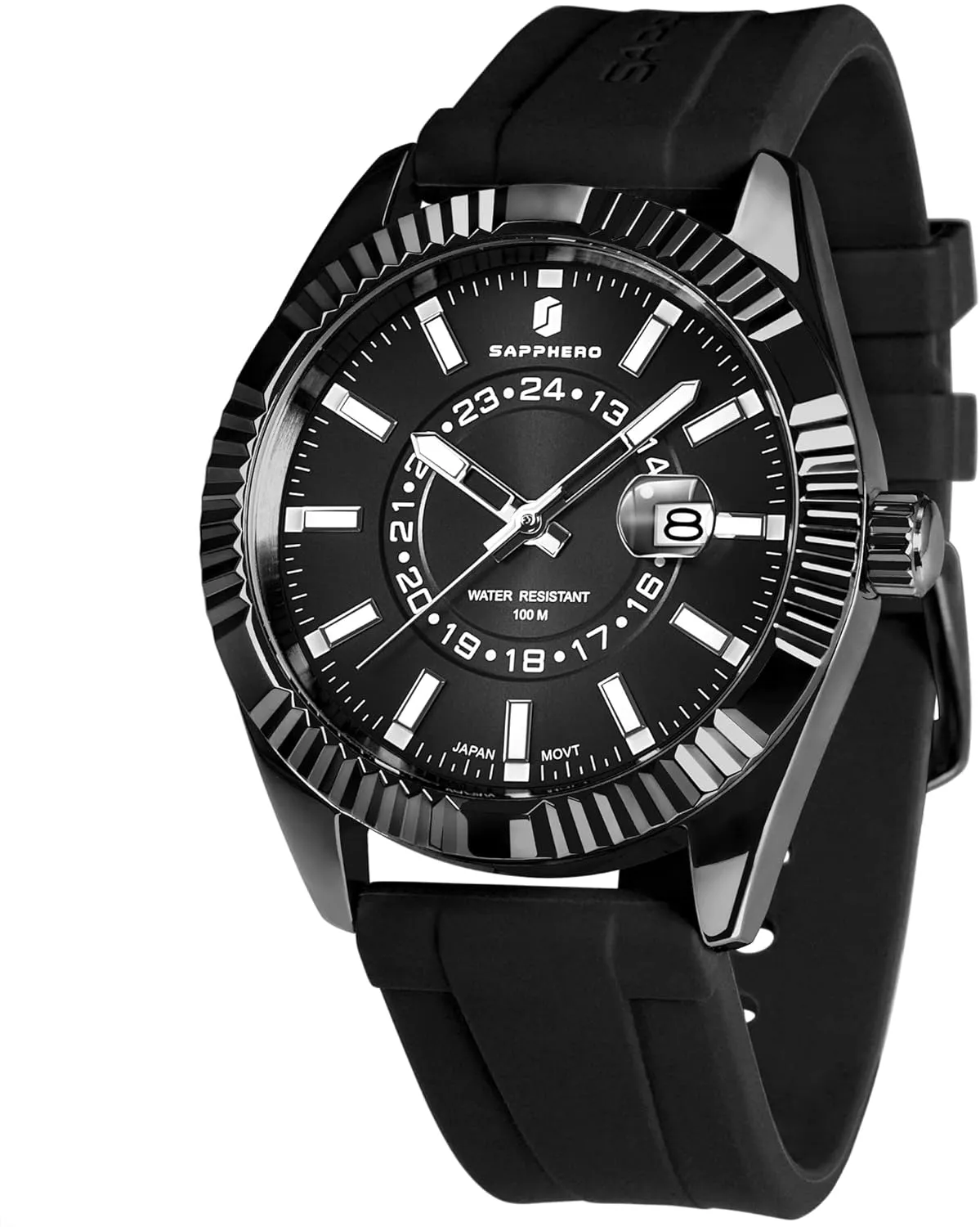 SAPPHERO Men's Analog Watch Gold Sliver Stainless Steel Classic Elegant Date Business Formal Dress Slicone Strap Watches for Men