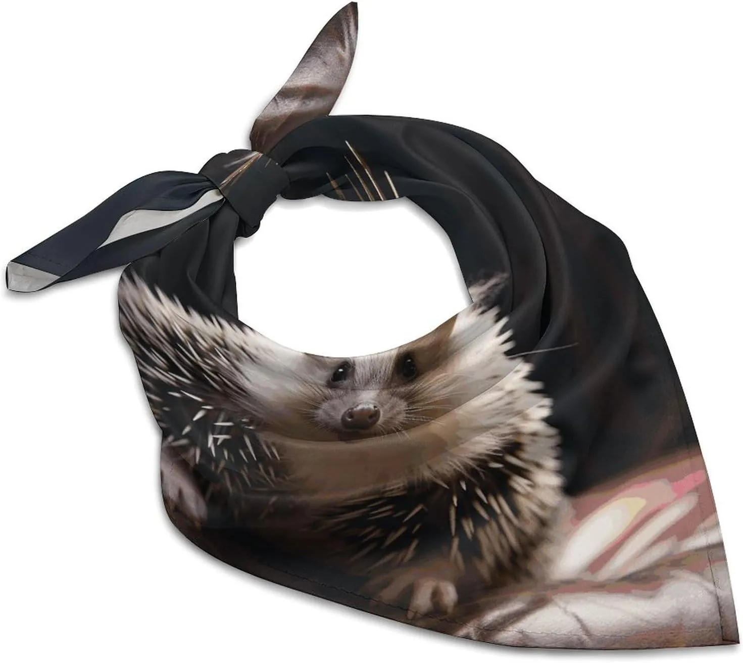 Satin Head Scarf Like Silk Hair Scarf Crown with Hedgehog Headscarf Breathable Neck Scarfs Lightweight Kerchiefs Small Square Scarves Sleeping Wraps Women Bandana 18"18"