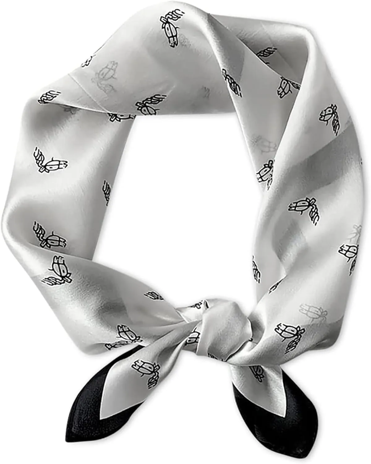 Scarf for Women Silk Scarf, Women Square Scarves Classic Houndstooth Plaid Pattern Retro Horse Printed Soft Satin Small Scarves Decorative Hairband Multi-Functional Neck Scarf Necker