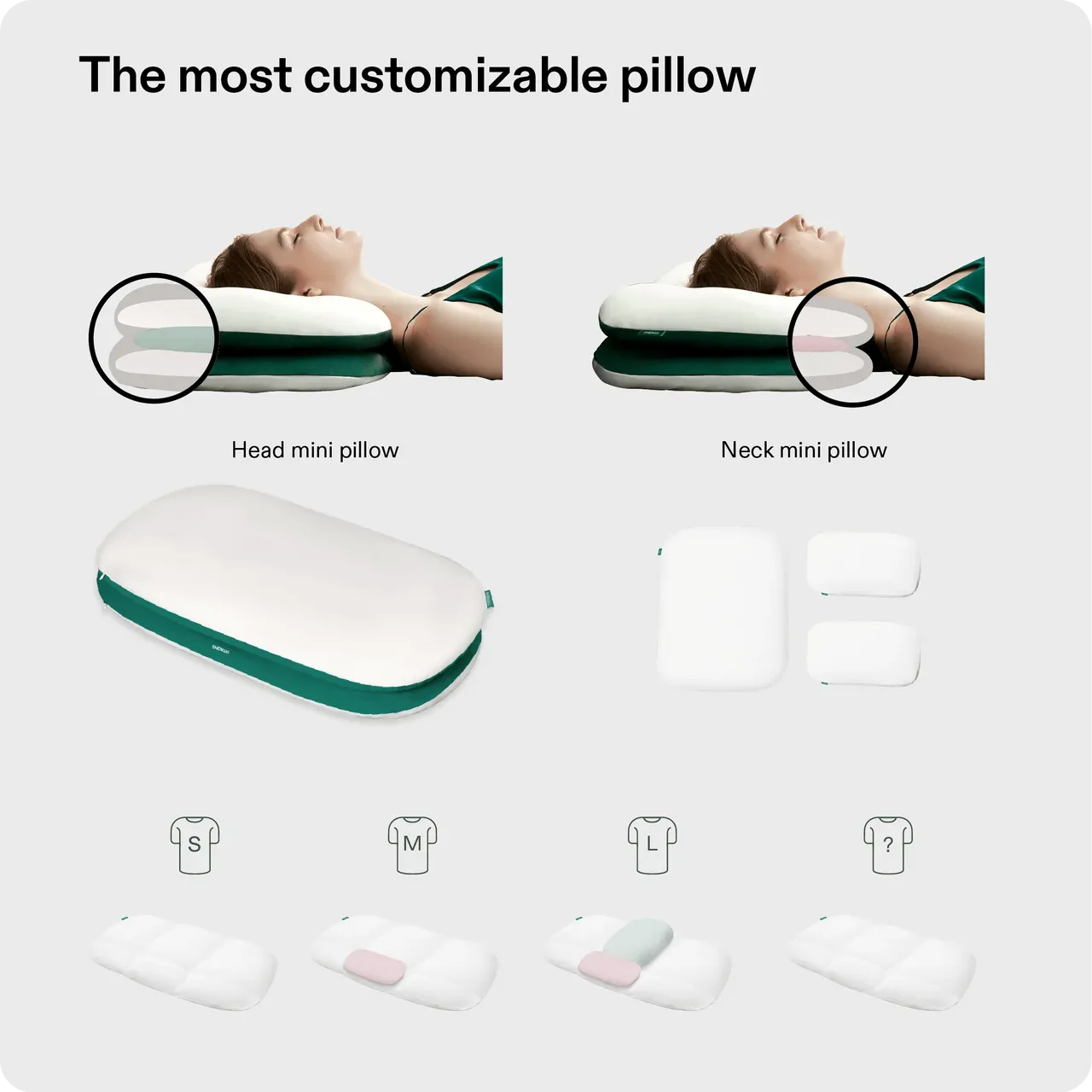 SHENGXI Stack Pillow with Dual Layers, Adjustable Height, and Suitable for All Sleeping Positions