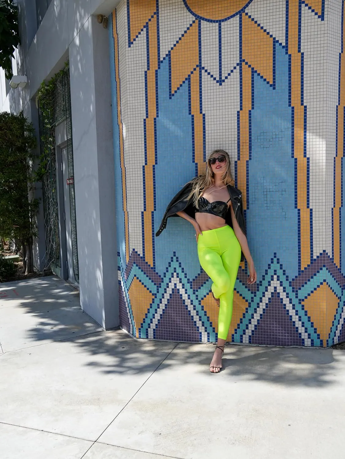 Shiny Leggings High Waist Neon Leggings Elastic Stretch Skinny Comfy Lightweight Pants Tights Disco Party Rave