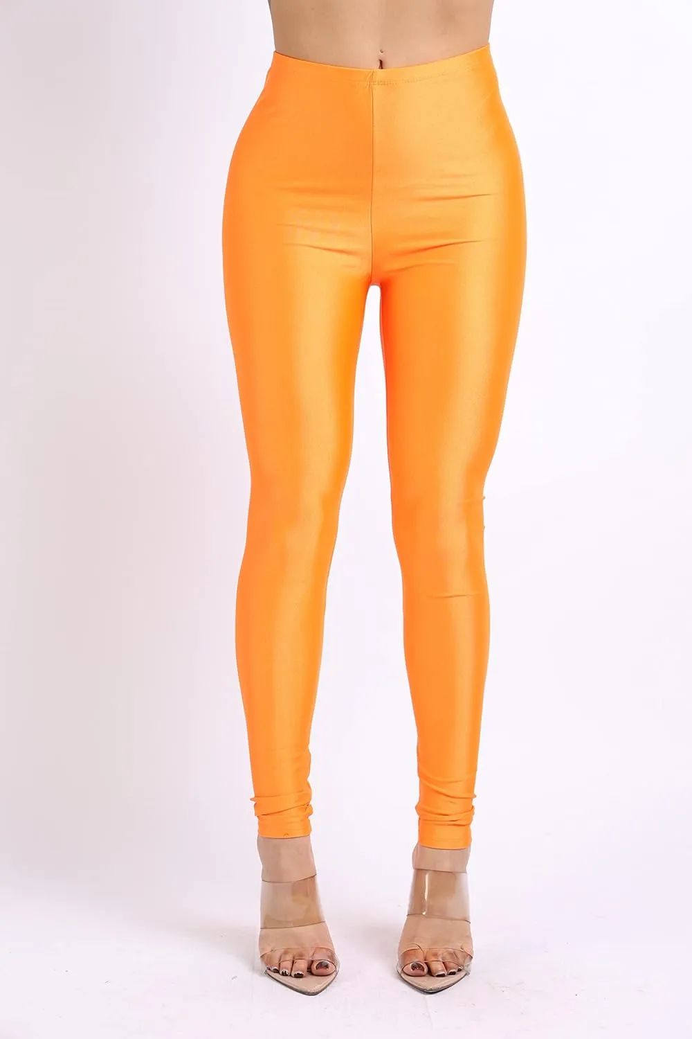 Shiny Leggings High Waist Neon Leggings Elastic Stretch Skinny Comfy Lightweight Pants Tights Disco Party Rave