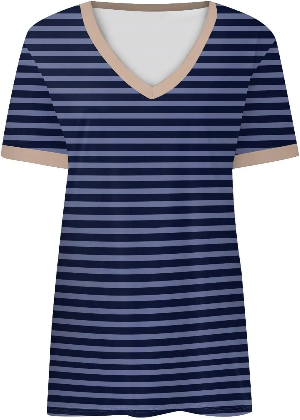 Short Sleeve Shirts for Women Dressy Casual Loose Fit Striped V Neck Blouses Daily Work Dating T Shirts