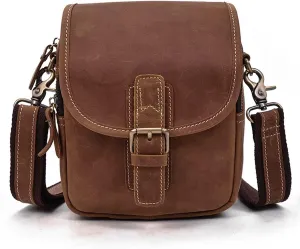 Shoulder Bag,Men's Genuine Leather Shoulder Bag Messenger Briefcase Crossbody Handbag Satchel Travel Bag (Color : Brown-A, Size : 16 * 8.5 * 20cm)