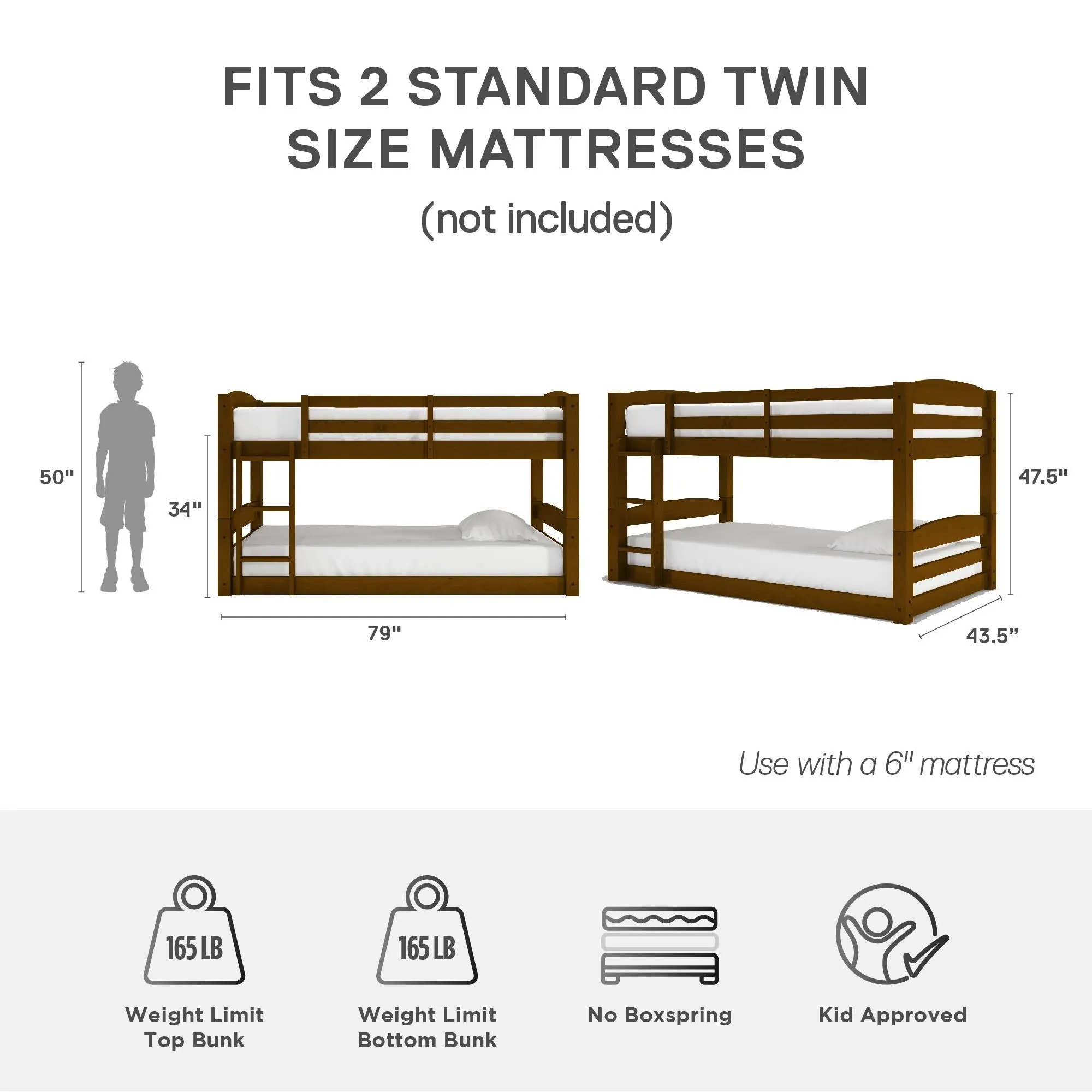 Sierra Low Wood Bunk Bed
