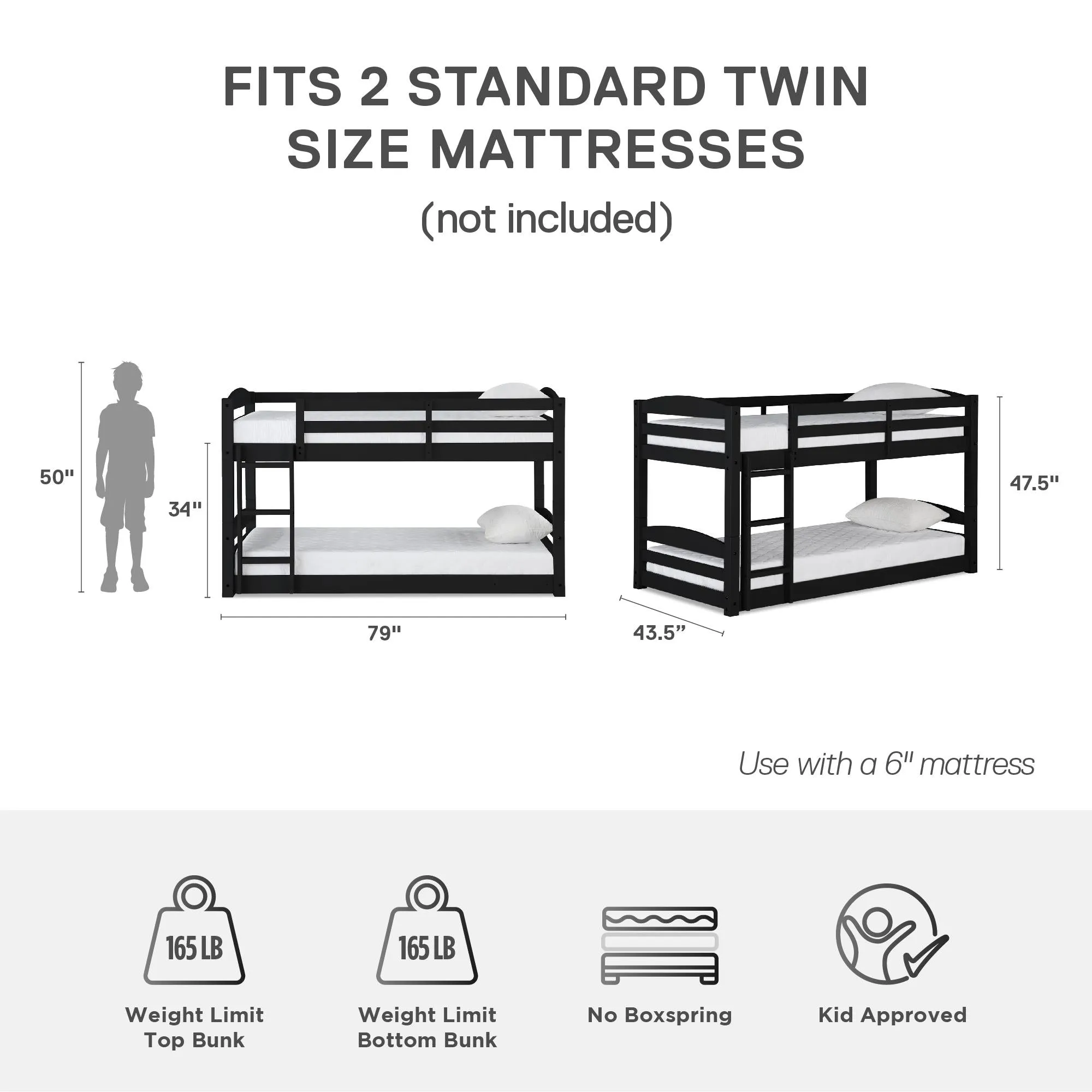 Sierra Low Wood Bunk Bed