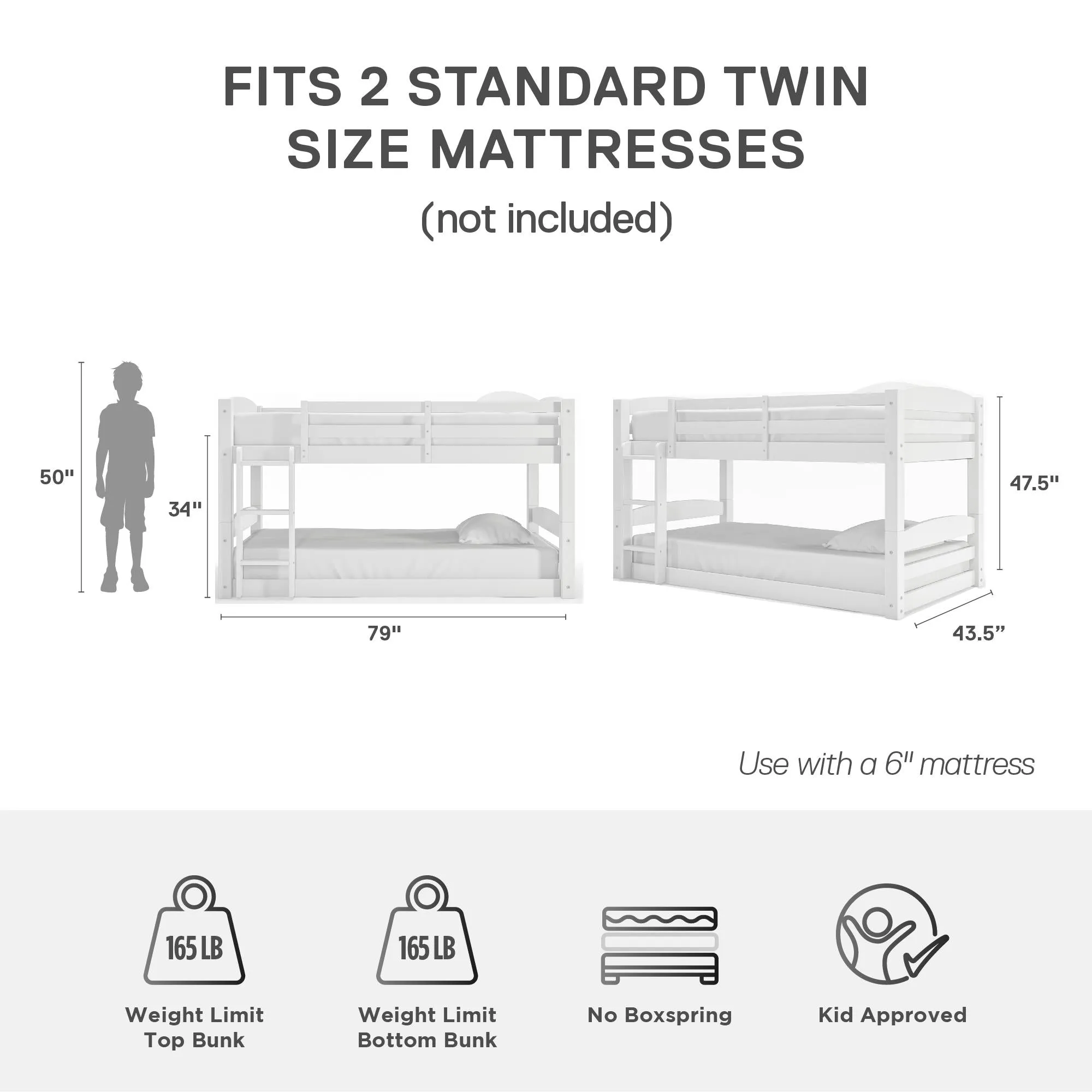 Sierra Low Wood Bunk Bed