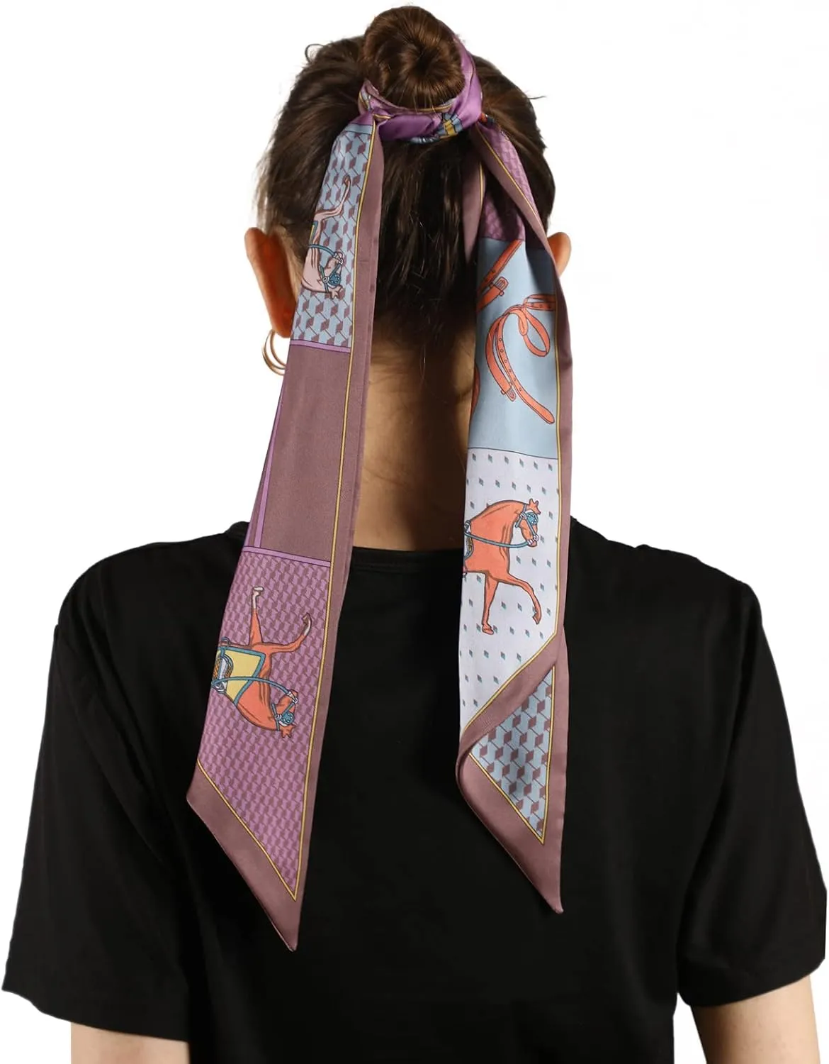 Skinny Silk Like Hair Scarf for Women Head Wrap Ribbon Handbag Neck Satin Scarves Gift Packed