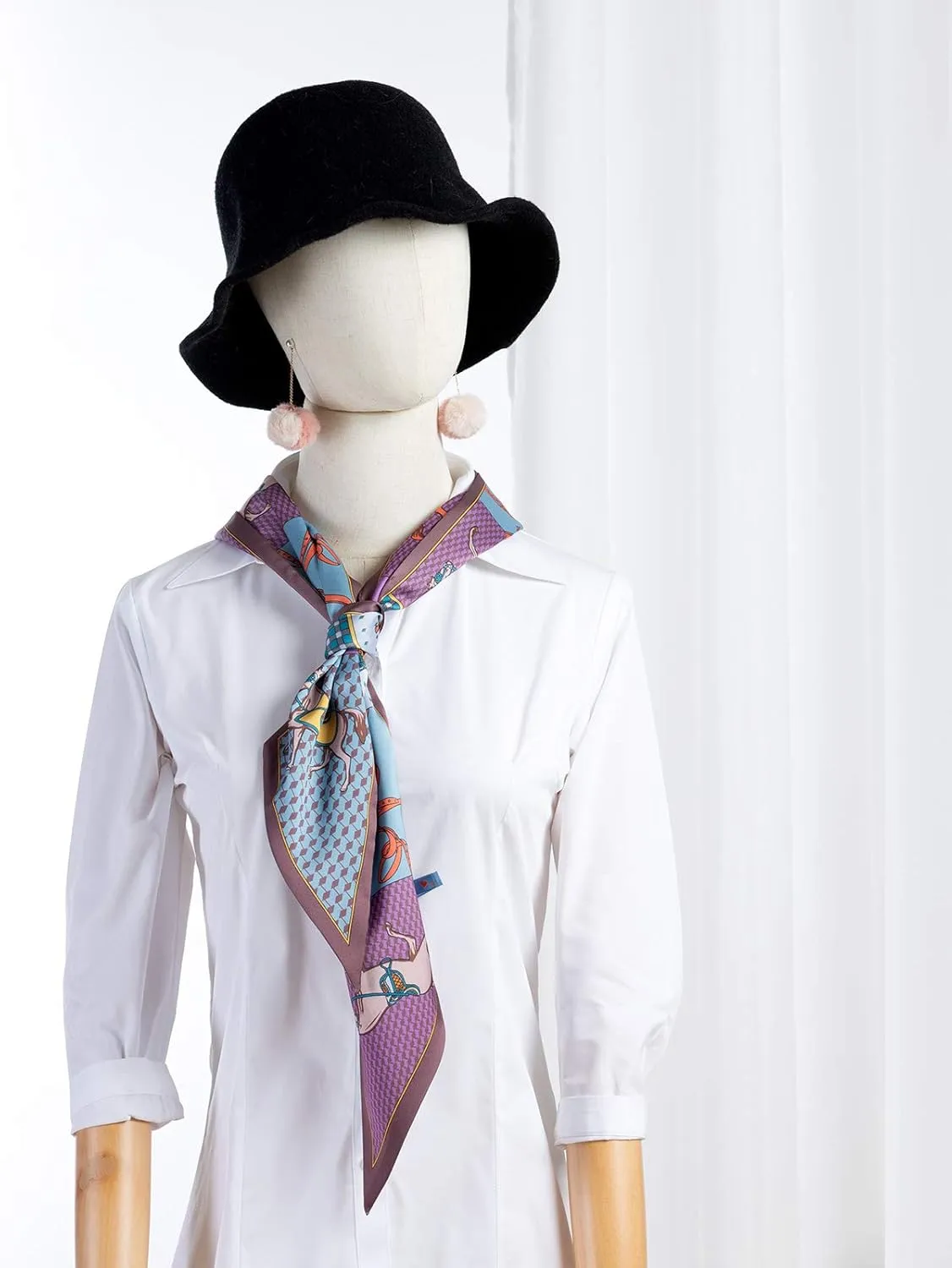 Skinny Silk Like Hair Scarf for Women Head Wrap Ribbon Handbag Neck Satin Scarves Gift Packed