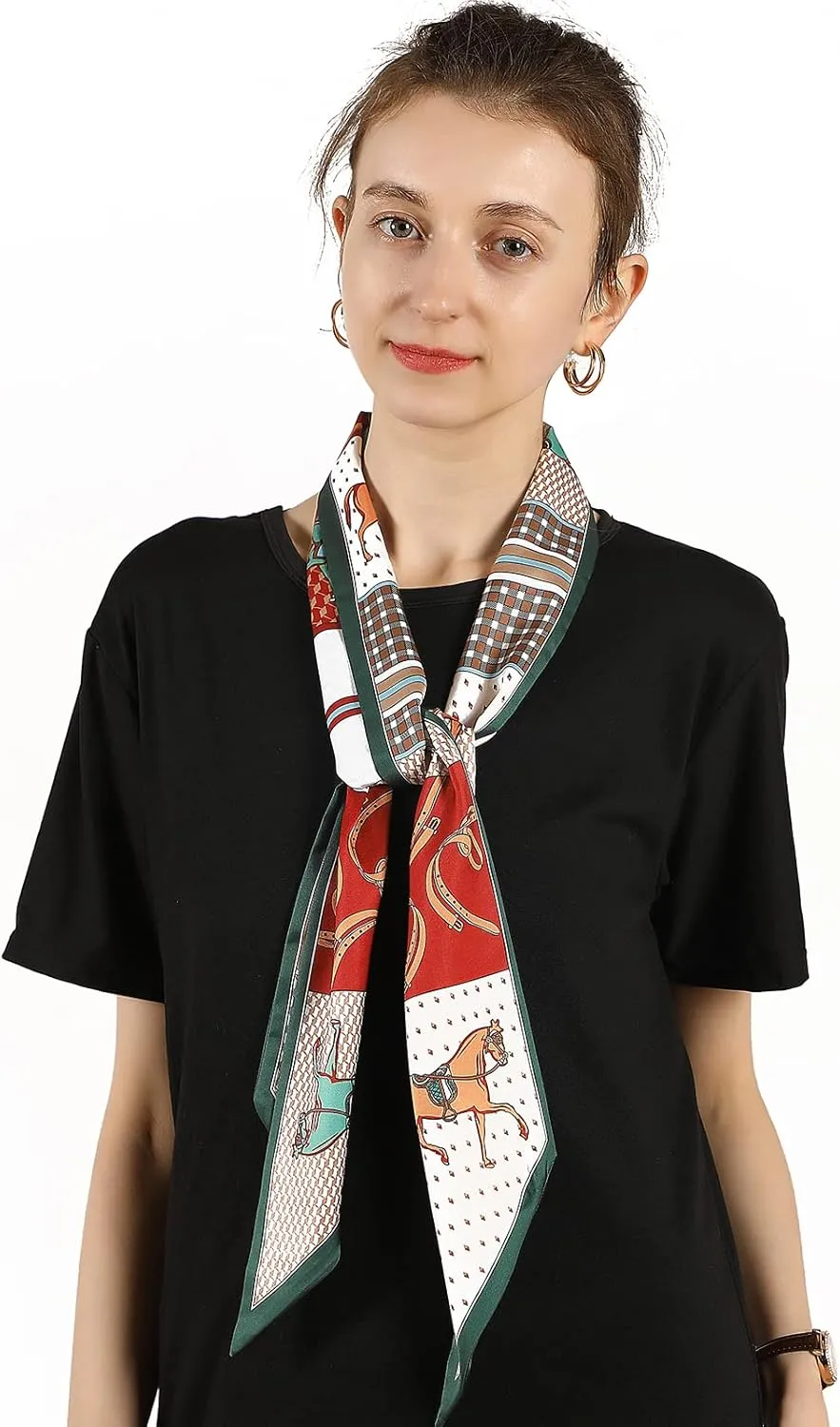 Skinny Silk Like Hair Scarf for Women Head Wrap Ribbon Handbag Neck Satin Scarves Gift Packed