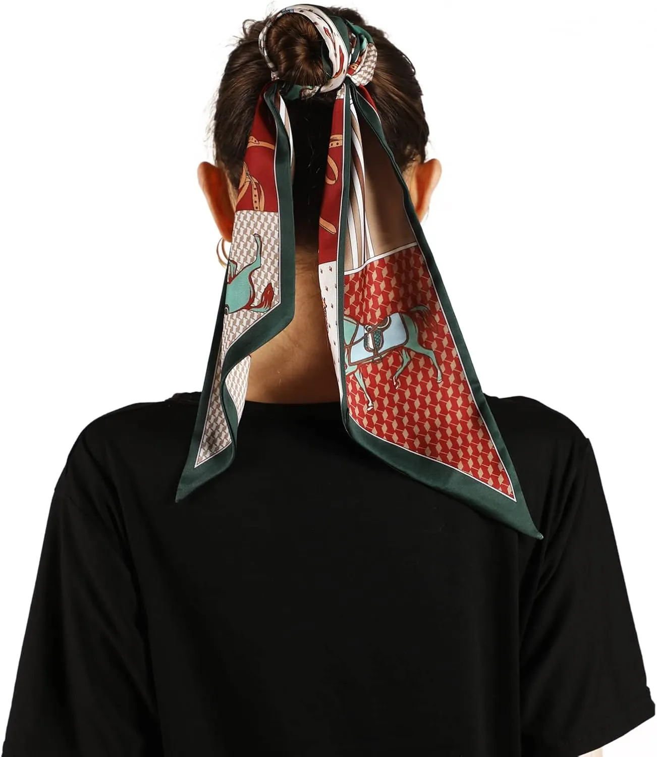 Skinny Silk Like Hair Scarf for Women Head Wrap Ribbon Handbag Neck Satin Scarves Gift Packed