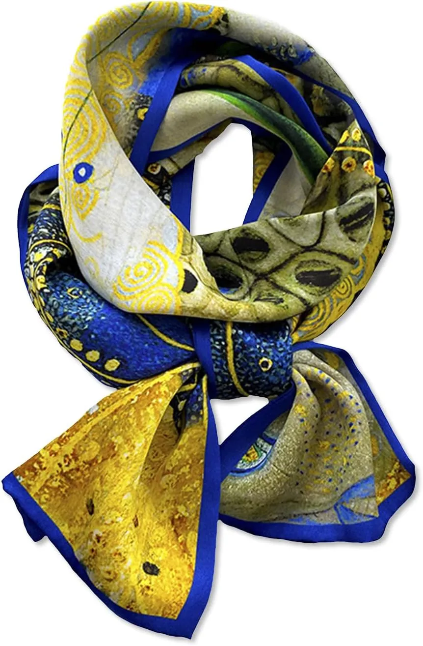 Skinny Silk Scarf Women Flower Leaf Printed Painting Pattern Narrow Long Neckerchief Headdress Hairband Hair Scarf