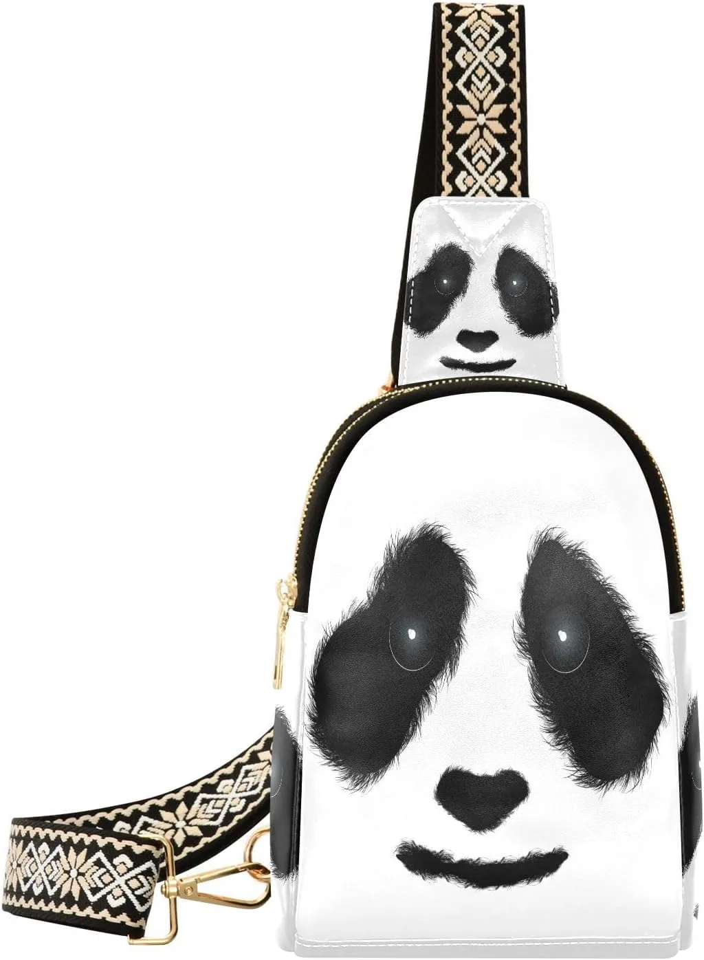 Small Sling Bag Fanny Packs Crossbody Bags for Women Panda Face Leather Fashion Chest Bag Belt Bag for Women for Travel Sports Running Hiking