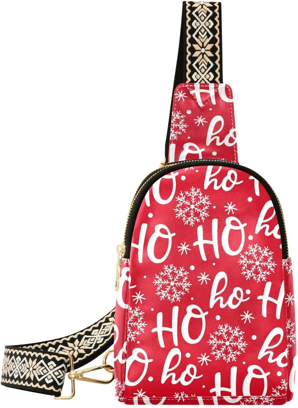 Small Sling Bag Fanny Packs Crossbody Bags for Women Santa Claus Laugh Leather Fashion Chest Bag Belt Bag for Women for Travel Sports Running Hiking