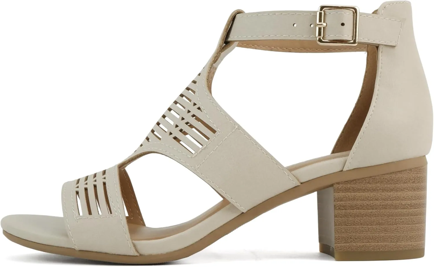 Soda Norway ~ Women Open Toe Closed Back Counter Cutout Upper Low Block Heel Sandal with Adjustable Ankle Strap