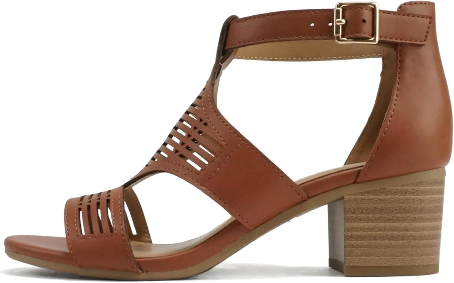 Soda Norway ~ Women Open Toe Closed Back Counter Cutout Upper Low Block Heel Sandal with Adjustable Ankle Strap