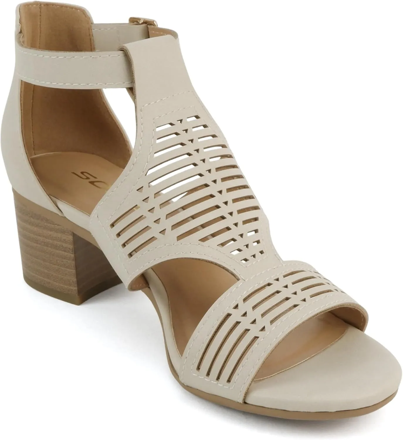 Soda Norway ~ Women Open Toe Closed Back Counter Cutout Upper Low Block Heel Sandal with Adjustable Ankle Strap