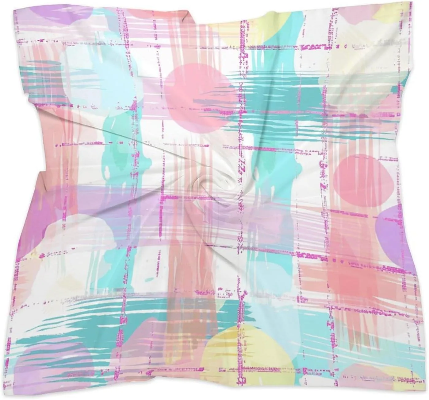 Soft Plaid Pattern Head Scarf Like Silk Scarf Lightweight Fashion Satin Hair Bandanas for Women Boho Headscarf Hair Wrap Bandana Headband Handkerchief Silk Scarves for Bag Purse Neck 18 Inch