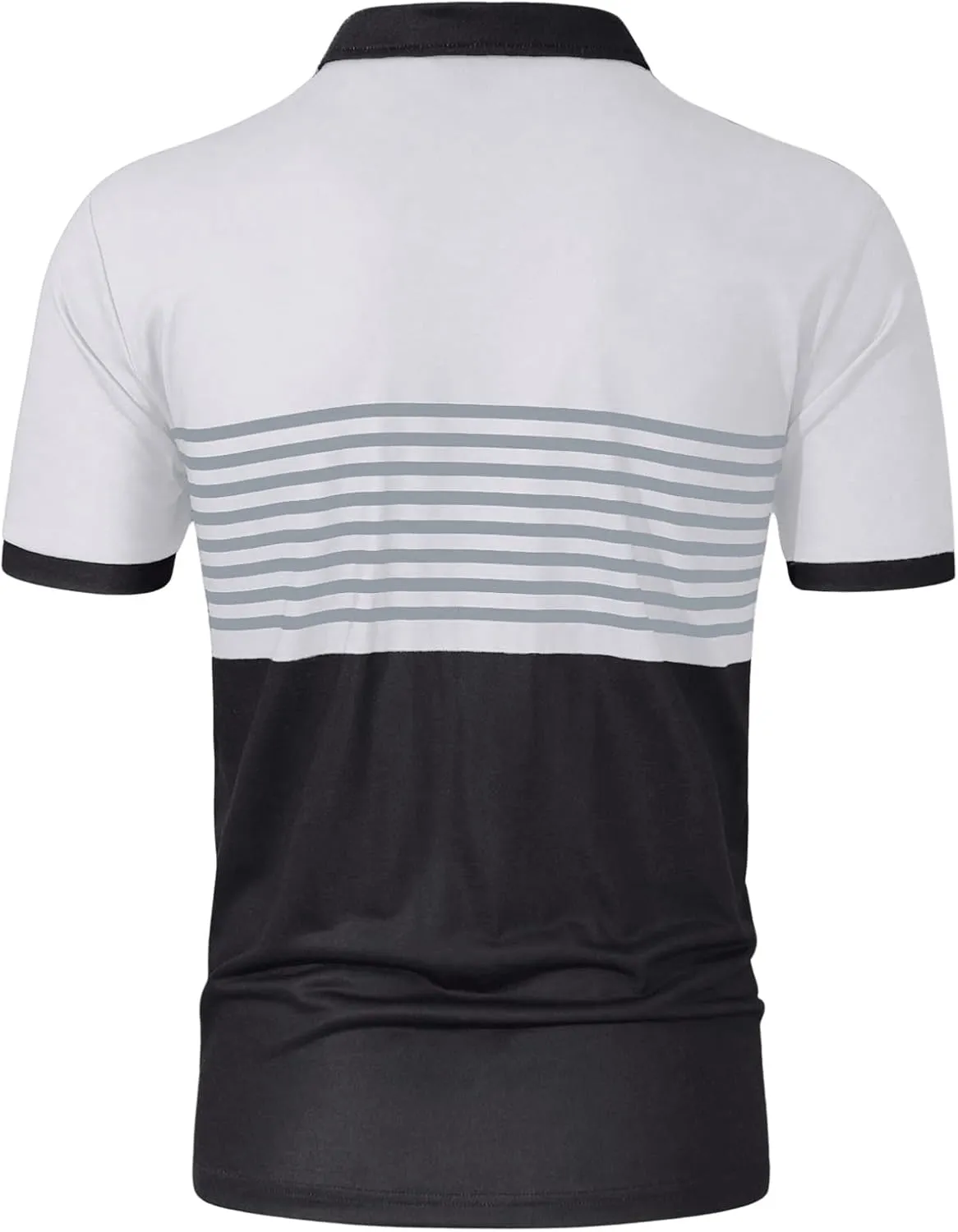 SOLY HUX Men's Golf Shirts Short Sleeve Striped Collared T Shirt Casual Work Shirts