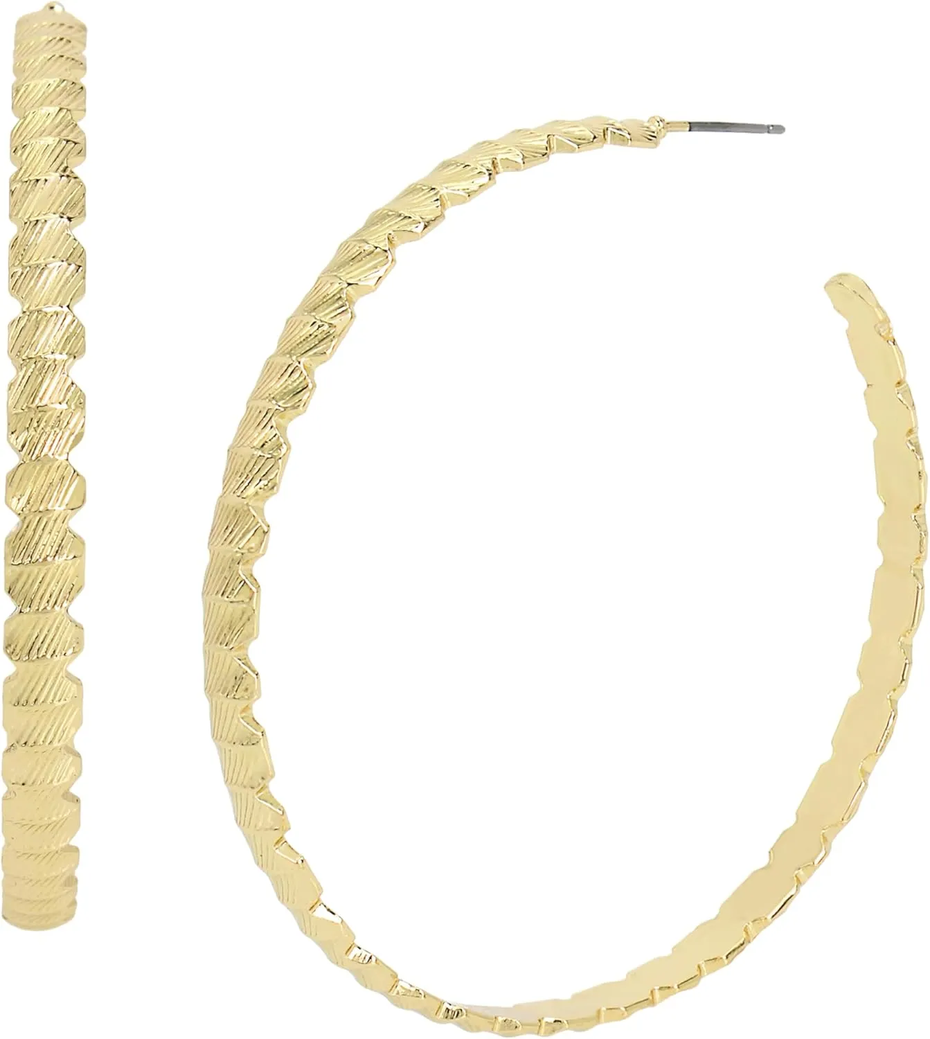 Steve Madden Womens Jewelry Textured Hoop Earrings