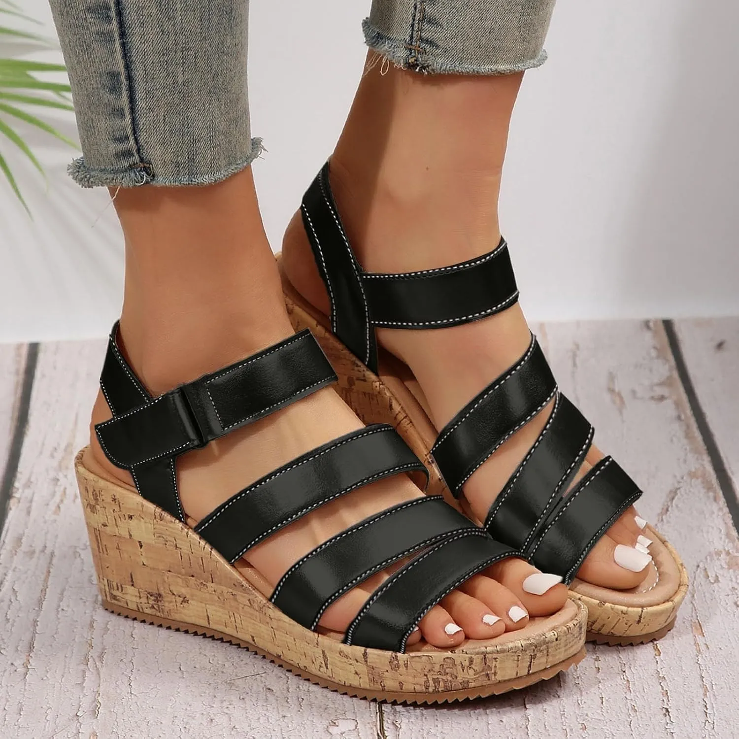Strappy Platform Wedge Sandals for Women 2025 Orthopedic Open Toe Ankle Strap Sandals Comfortable Casual Summer Sandal Shoes