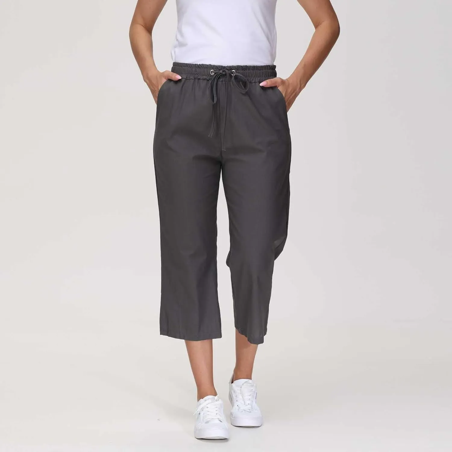 Summer Pants for Women - Linen Capri Pants for Women Cropped Casual Pants Baggy Beach Pants with Pockets Lounge Trousers