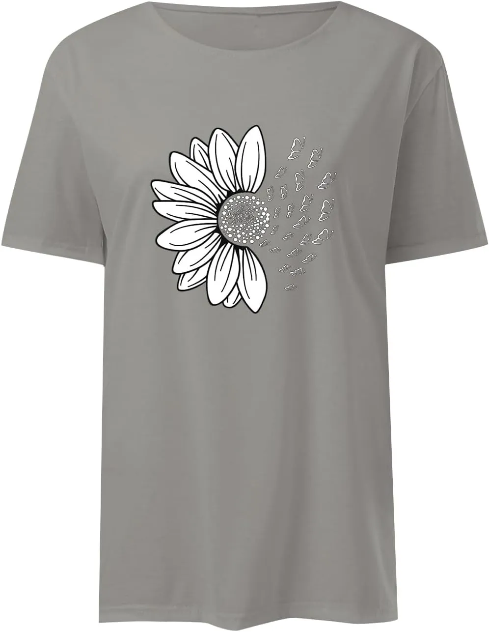 Summer Plus Size Tops for Women Cute Petite Short Sleeve Shirts Floral Graphic Tees 2025 Casual Crewneck Sweatshirts