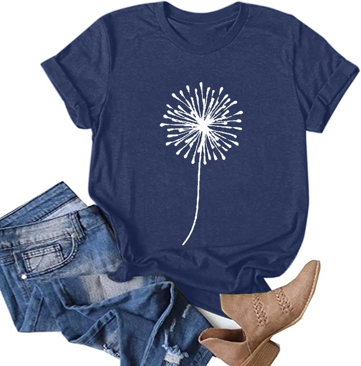 Summer Plus Size Tops for Women Cute Petite Short Sleeve Shirts Floral Graphic Tees 2025 Casual Crewneck Sweatshirts