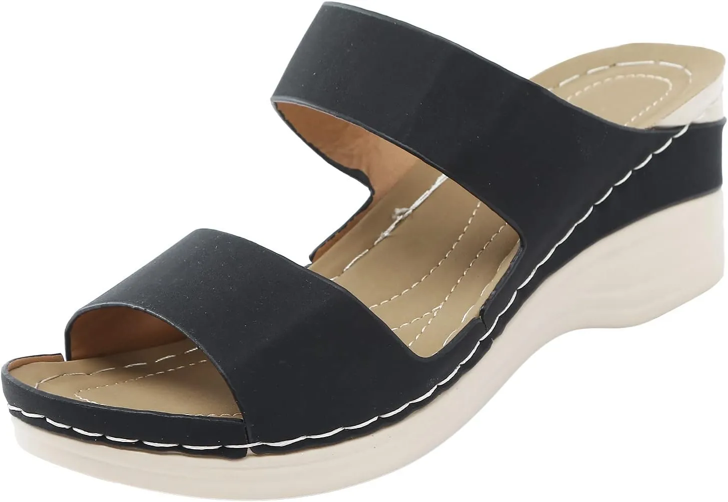 Summer Sandals for Women Dressy Wedge Platform Sandals Wide Width Orthotic Slides Slippers Comfortable Walking Shoes